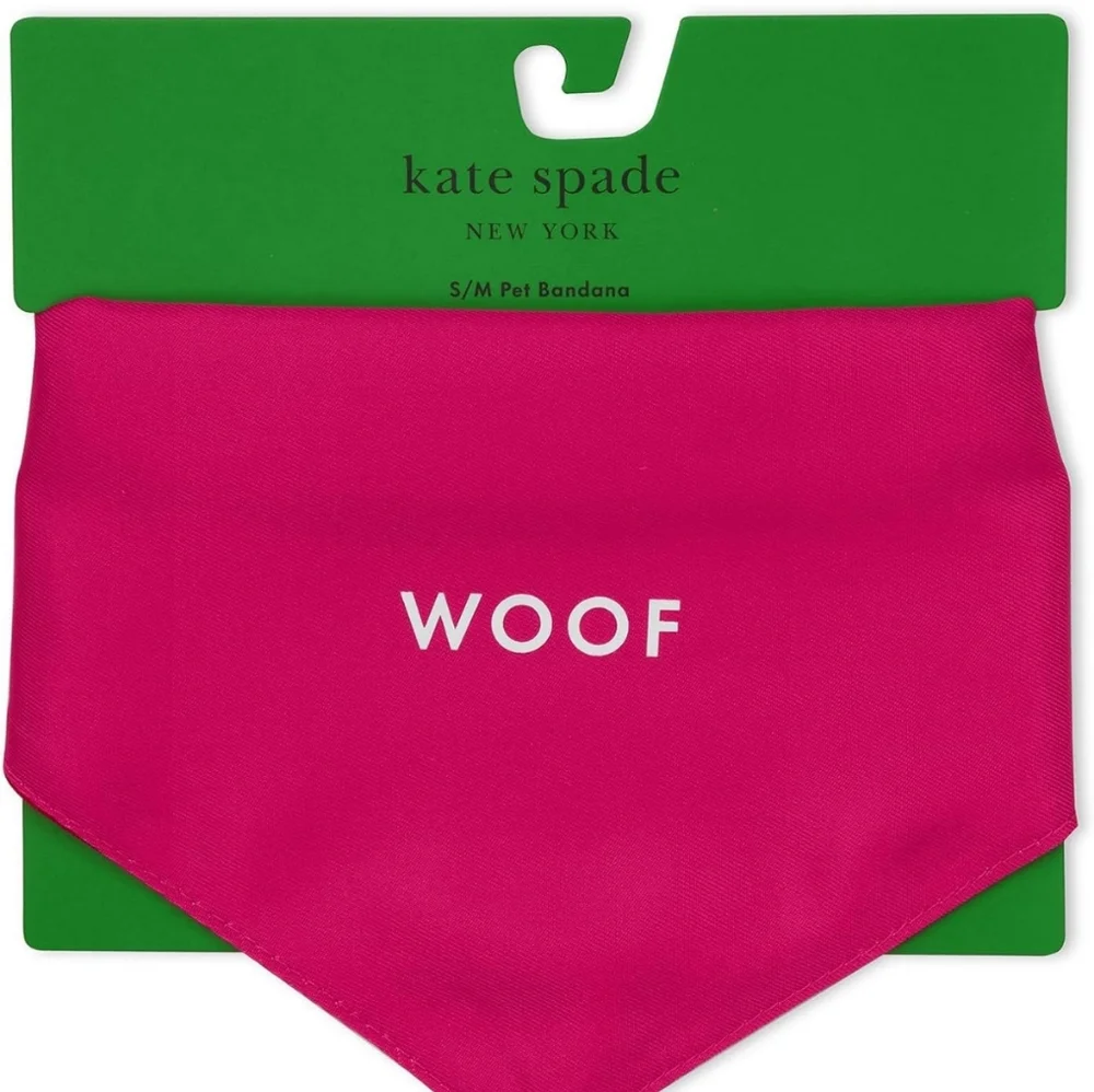 NWT: KATE SPADE NEW YORK; PINK & WHITE, COLORBLOCK, DOG BANDANA, SZ: S/M.